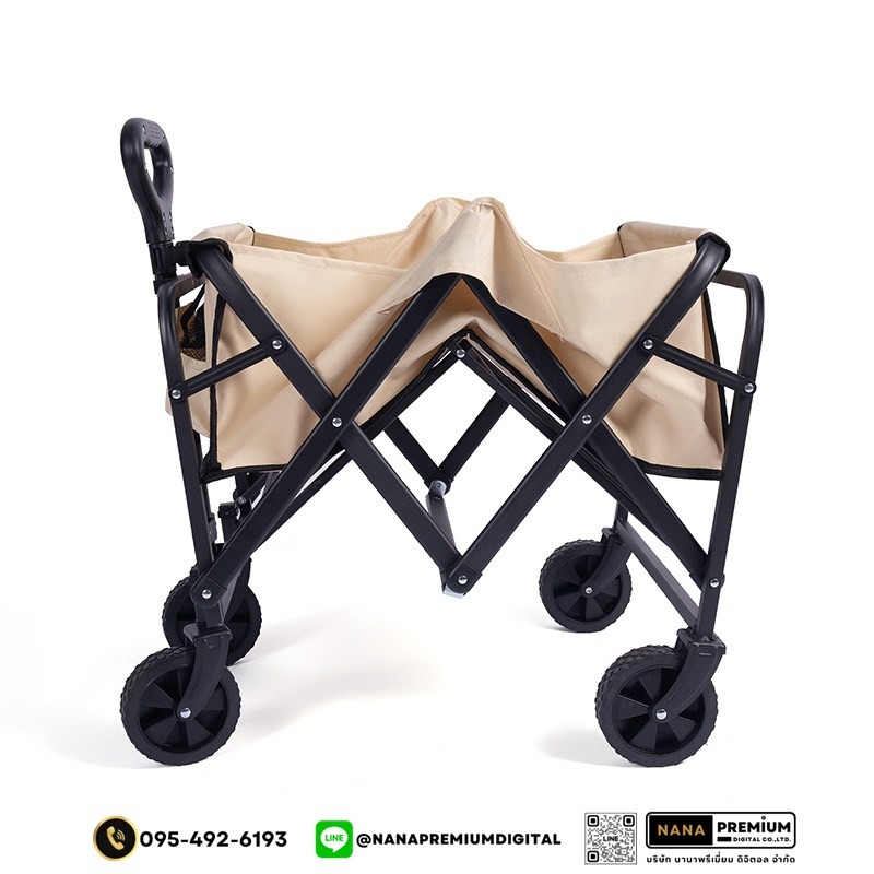 รถเข็นแคมป์ปิ้งกลางแจ้งแบบพับได้ พร้อมเบรก รถเข็นพกพา ล้อยาง 5-10 นิ้ว รับน้ำหนัก 250KG ผ้าอ็อกซ์ฟอร์ด ทนทาน